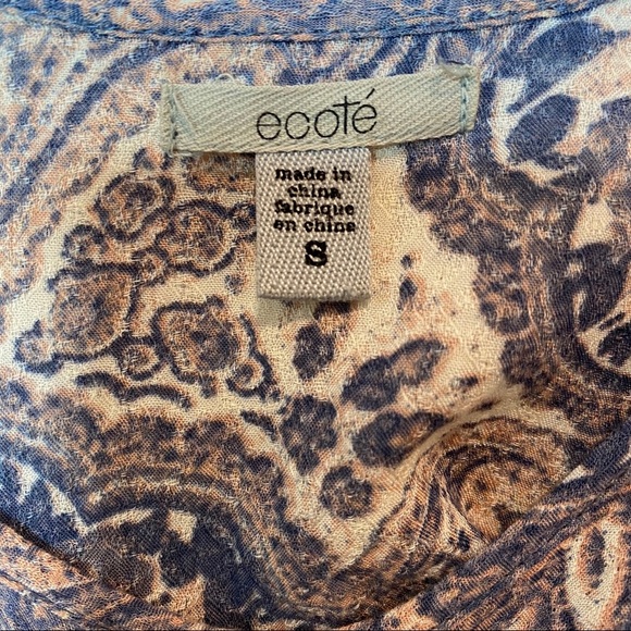 Ecote paisley print sleeveless loose fit top small - Picture 3 of 6